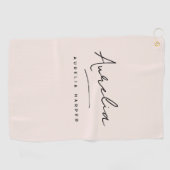 Blush Dusty Pink Moderne Script Monogram Signature Golfhandtuch (Horizontal)