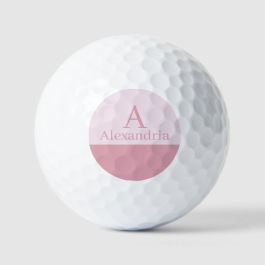 Blush Dusty Pink Monogram Initial Name Minimal Golfball (Vorderseite)