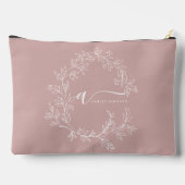 Blush Dusty Pink Monogram Name Girl's Script Zubehörtasche (Rückseite)