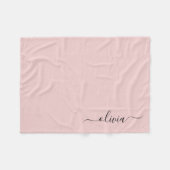 Blush Dusty Pink Monogram Name Modern Fleecedecke (Vorderseite (Horizontal))