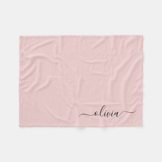 Blush Dusty Pink Monogram Name Modern Fleecedecke (Vorderseite (Horizontal))