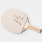Blush Dusty Pink Monogram Script Goldener Name Tischtennis Schläger (Seitenansicht)