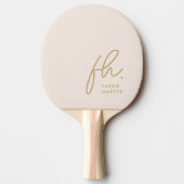 Blush Dusty Pink Monogram Script Goldener Name Tischtennis Schläger (Vorderseite)
