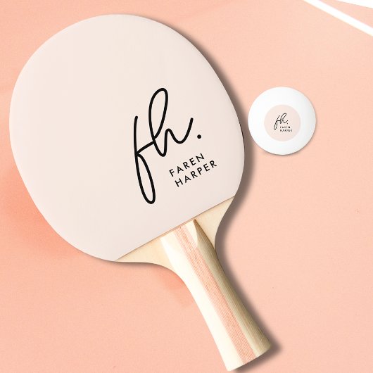Blush Dusty Pink Monogram Script Name Tischtennis Schläger