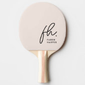 Blush Dusty Pink Monogram Script Name Tischtennis Schläger (Vorderseite)