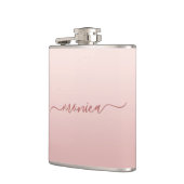 Blush Dusty Pink Ombre Elegante Signatur Flachmann (Links)