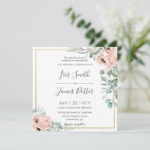 Blush Dusty Pink Poppy Blumengrün Hochzeit Einladung (Stehend Vorderseite)