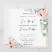 Blush Dusty Pink Poppy Blumengrün Hochzeit Einladung (Vorderseite)