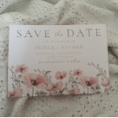 Blush & Dusty Pink Wildblumen Wasserfarbenprägung Save The Date