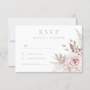 Blush & Dusty Rose Boho Trending Designer Hochzeit RSVP Karte