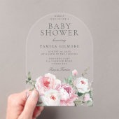 Blush Dusty Rose Botanical Floral Baby Dusche Acryleinladungen (Insitu (Handheld))