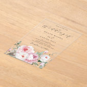 Blush Dusty Rose Botanische Blumenhochzeit Acryleinladungen (Ablage )