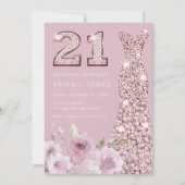 Blush & Dusty Rose Dress 21. Geburtstag Party Einladung (Vorderseite)