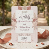 Blush Dusty Rose Garden Romance Wedding   Einladung