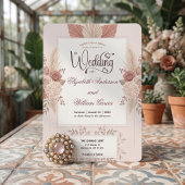 Blush Dusty Rose Garden Romance Wedding   Einladung