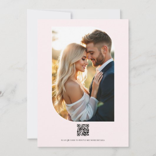 Blush, Dusty Rose & Gold Floral Wedding QR Code Einladung (Rückseite)