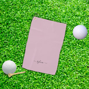 Blush Dusty Rose Pink Moderne Girl Monogram Name Golfhandtuch