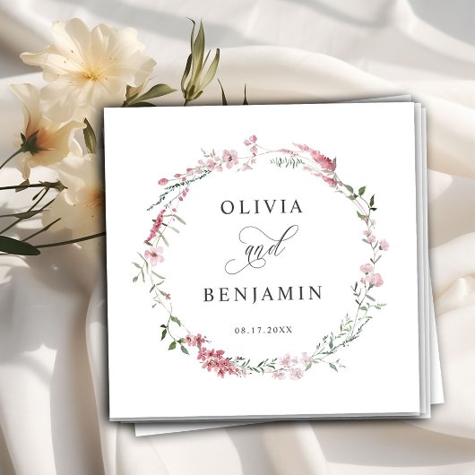 Blush Dusty Rose Pink Wild Meadow Blume Hochzeit Serviette