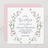 Blush Dusty Rose Wild Blume Garden Boho Wedding Einladung (Vorne/Hinten)