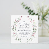 Blush Dusty Rose Wild Blume Garden Boho Wedding Einladung (Stehend Vorderseite)