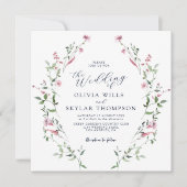 Blush Dusty Rose Wild Blume Garden Boho Wedding Einladung (Vorderseite)