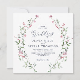 Blush Dusty Rose Wild Blume Garden Boho Wedding Einladung