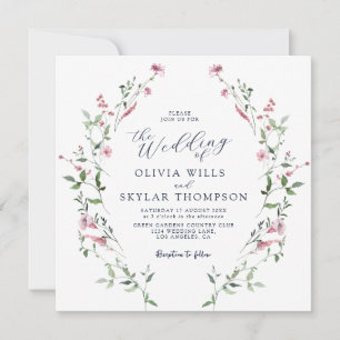 Blush Dusty Rose Wild Blume Garden Boho Wedding Einladung