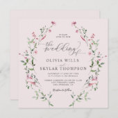 Blush Dusty Rose Wildblumen Garden Pink Wedding Einladung (Vorne/Hinten)