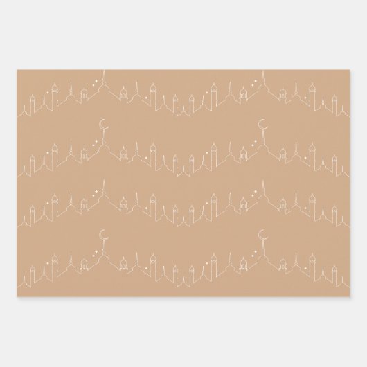 Blush Eid Calligraphy Masjid Muster Design Geschenkpapier Set (Vorderseite 3)