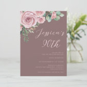 Blush Elegance 90. Geburtstagsparty Einladung (Stehend Vorderseite)