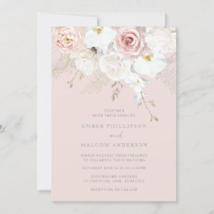 Blush Elegance: Bläserne Hochzeit in allen Jahresz Einladung