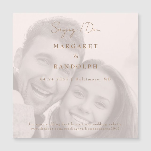 Blush Elegance Wedding Foto Save the Date Magnet (Vorderseite)