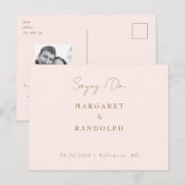 Blush Elegance Wedding Save the Date Ankündigungspostkarte (Vorne/Hinten)