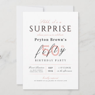 Blush elegante, moderne, klassische Überraschung 5 Einladung