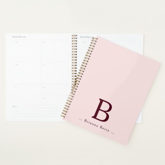 Blush Elegante Monogram Name Planer (Anzeige)