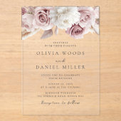 Blush Elegante: Schöne Blumenhochzeit Acryleinladungen (Vorderseite)