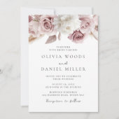 Blush Elegante: Schöne Blumenhochzeit Einladung (Vorderseite)