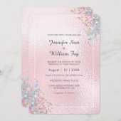 Blush Eleganter Moderner Holografischer Glitzer Me Einladung (Vorne/Hinten)