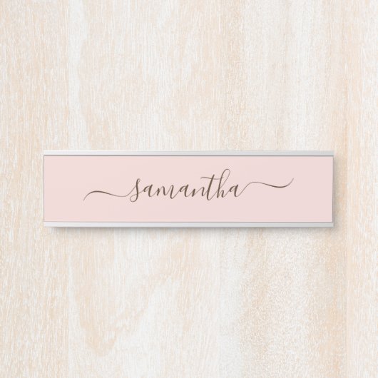 Blush Eleganter Swash Signature Name Türschild (Vorderseite )