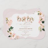 Blush elegantes Blütenbaby in blühender Babydusche Einladung (Vorne/Hinten)