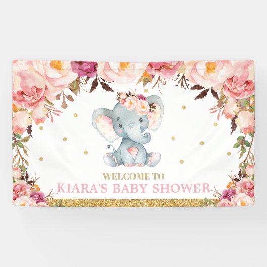 Blush Elephant Baby Dusche Hintergrund Dekoration Banner (Horizontal)