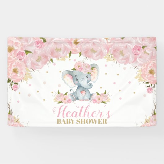 Blush Elephant Baby Dusche Hintergrund Dekoration Banner (Horizontal)