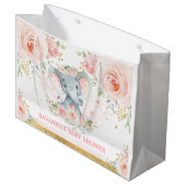 Blush Elephant Bloral Baby Dusche Große Geschenktüte (Vorderseite Schrägansicht)