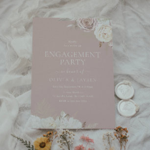 Blush & Elfenbeinfloral Dusty Pink Engagement Part Einladung