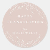 Blush-Erntedank für Benutzerdefiniertes Textleaf Runder Aufkleber (Vorderseite)