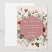 Blush Ethereal Bloom Wedding Einladung (Vorne/Hinten)