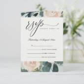 BLUSH EUCALYPTUS ROSE KRAFT GRAY WEDD RSVP KARTE (Stehend Vorderseite)
