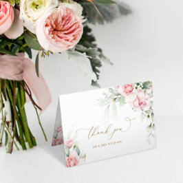 Blush & Eukalyptus Floral Wedding Danke Karte