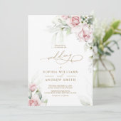 Blush & Eukalyptus Floral Wedding Einladung (Stehend Vorderseite)