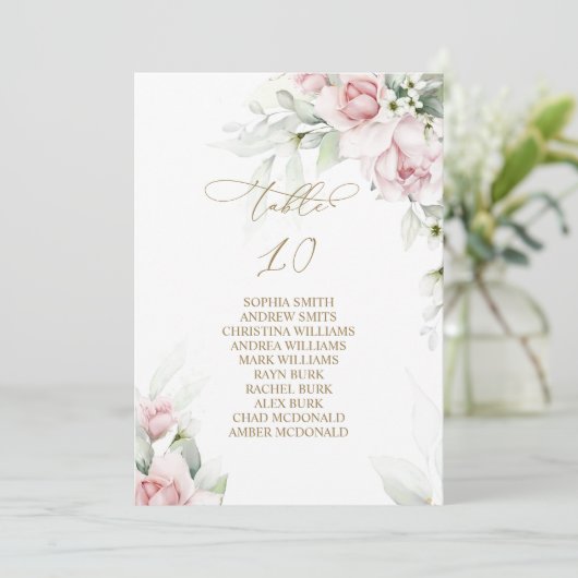 Blush & Eukalyptus Tischnummer 10 Sitzplakette (Stehend Vorderseite)